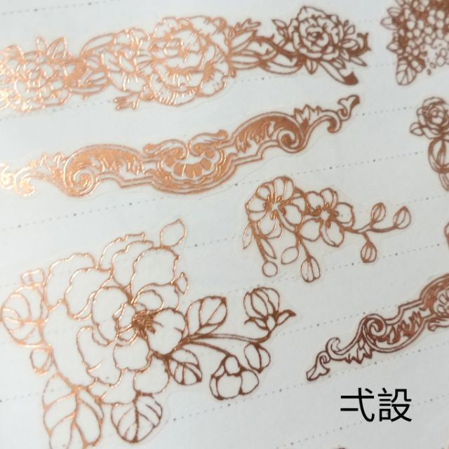 Wood3f_Satin flowers Rose Gold Foil