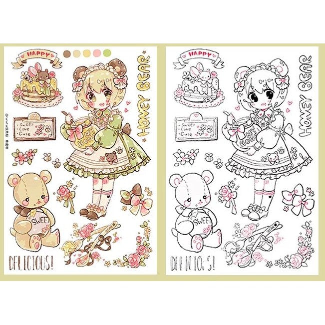 Narwal_Delicious Honey Bear Girl A6, 2pcs Sticker