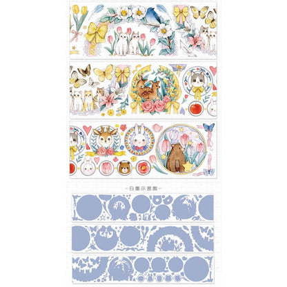 TIMO Tape_Forest Flower Fair 7cm x 10m, 100cm loop Clear PET