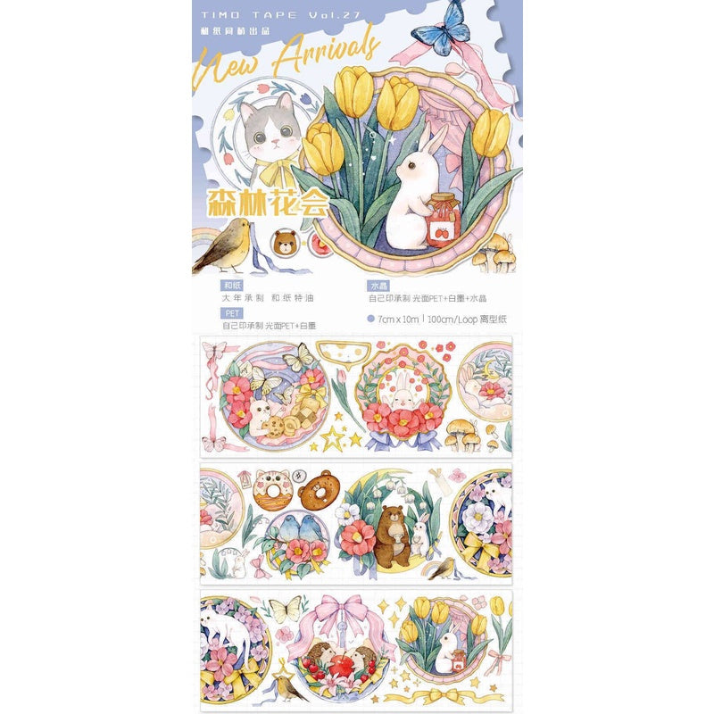 TIMO Tape_Forest Flower Fair 7cm x 10m, 100cm loop Clear PET