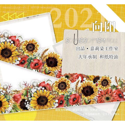 Carrie_Sunflowers Washi with release paper 5cm x 15 METERS, 100cm per loop