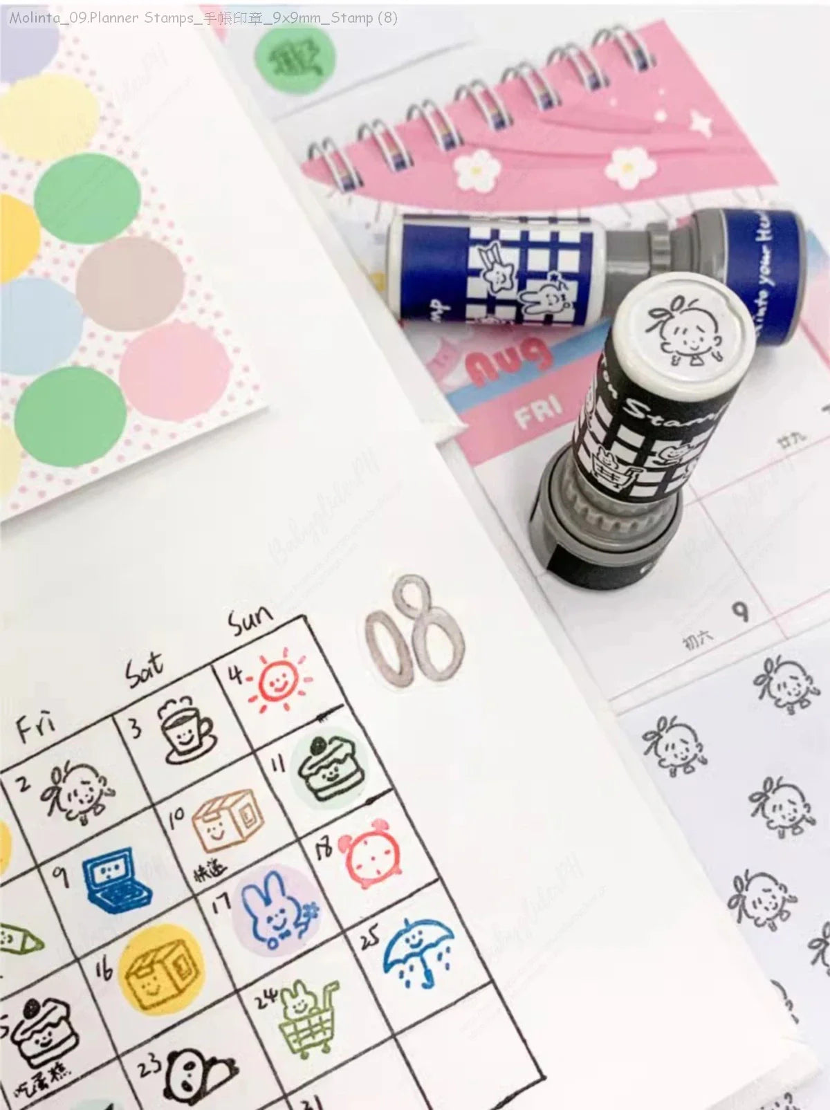 [Pre-Order]_Molinta_09.Planner Stamps_手帳印章_9x9mm_Stamp