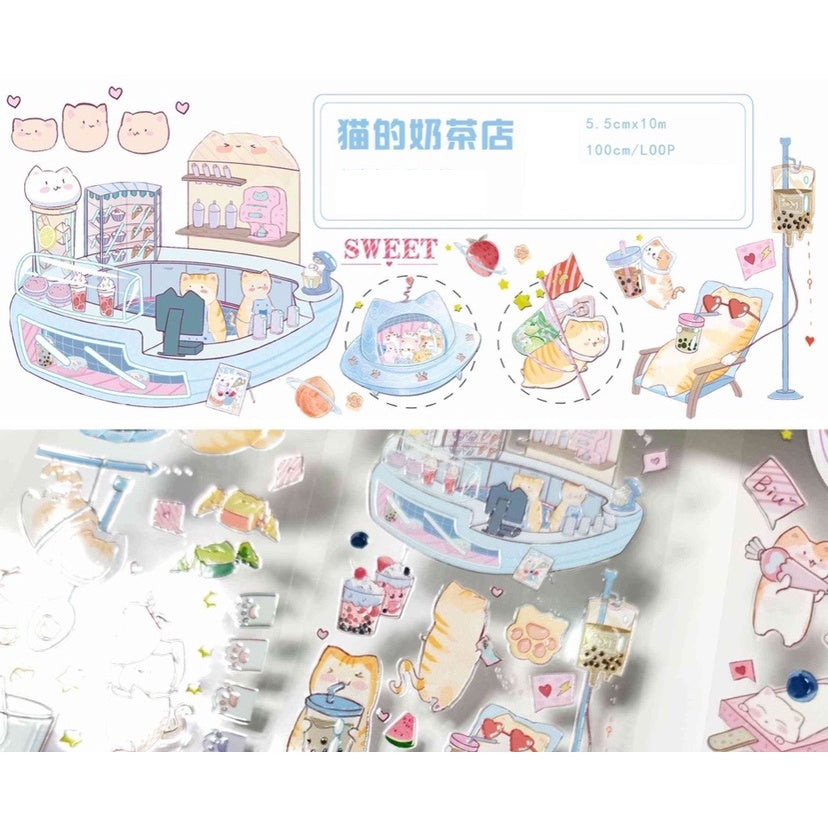 Sweet Jam_Cat's Milk Tea Shop Clear PET + Crystal INK