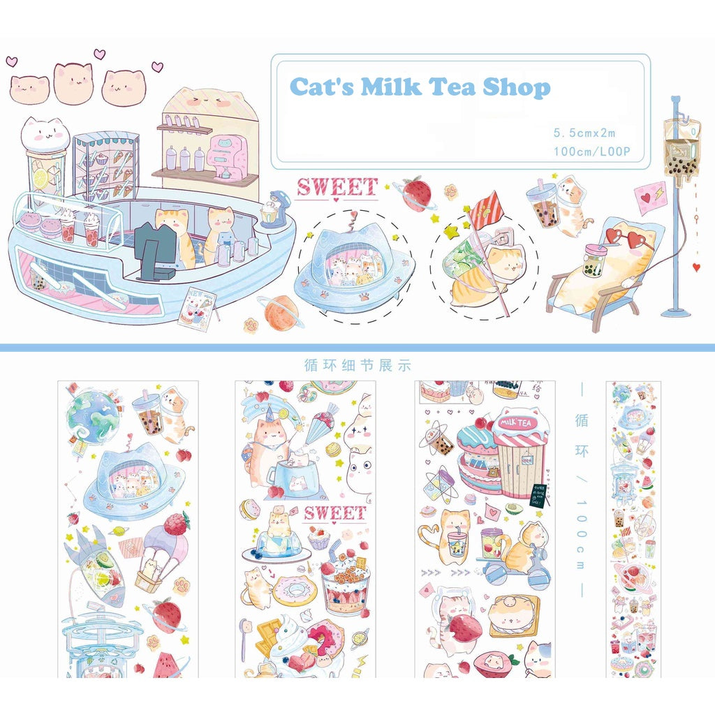 Sweet Jam_Cat's Milk Tea Shop Washi w/ release paper