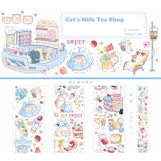 Sweet Jam_Cat's Milk Tea Shop Washi w/ release paper