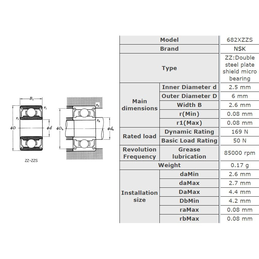 [NSK][MICRO][Japan] Small Ball Bearings miniature bearing 681 682 683 684 685 686 687 688 689 ZZ