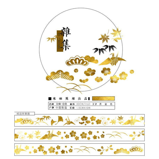 Cometes_Gold Foil Oriental Elements Washi Paper