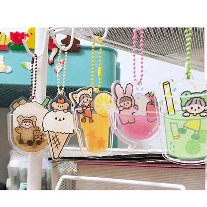 Molinta_Strawberry Milkshake | Ice Cream | Lemon Juice | Green Tea |  Keychain