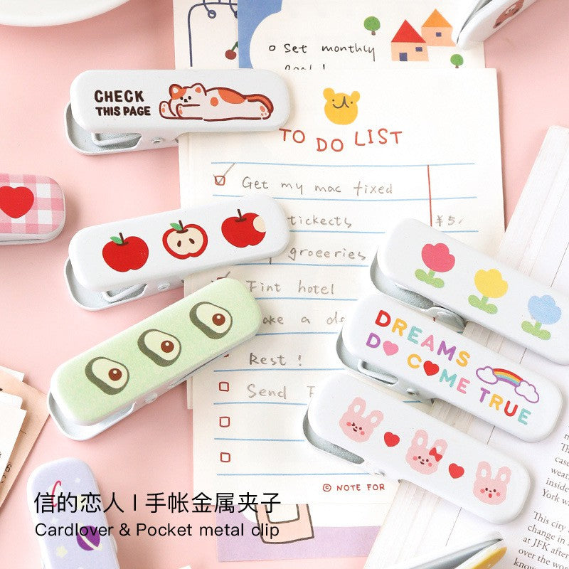 Card Lover_Planner Clip_Cute Steel Clip | Cat Dog Apple Bear Peach Universe Sakura Flower