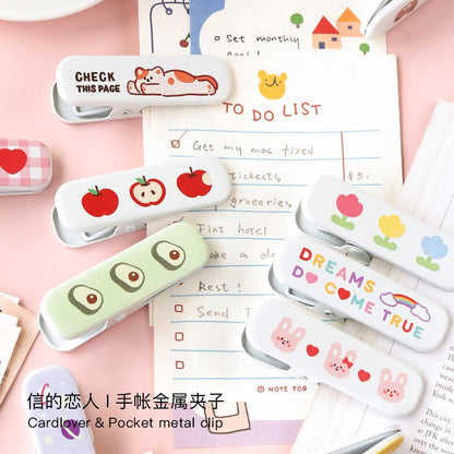 Card Lover_Planner Clip_Cute Steel Clip | Cat Dog Apple Bear Peach Universe Sakura Flower