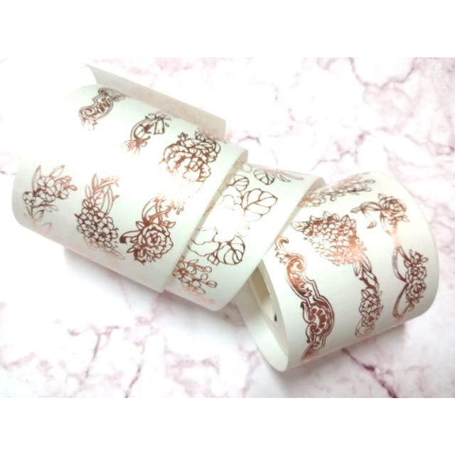 Wood3f_Satin flowers Rose Gold Foil