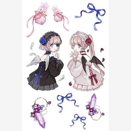 Other_Angel and Devil Girls, A6 1pcs. Sticker