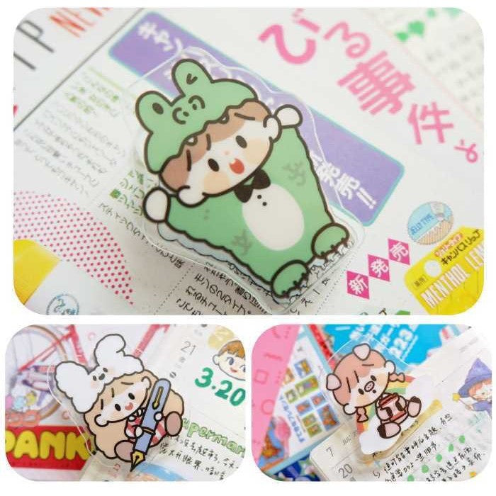 Molinta_Mini PVC Acrylic Clip | Panda Rabbit Heart Witch Frog Pig Apple Paint Koala