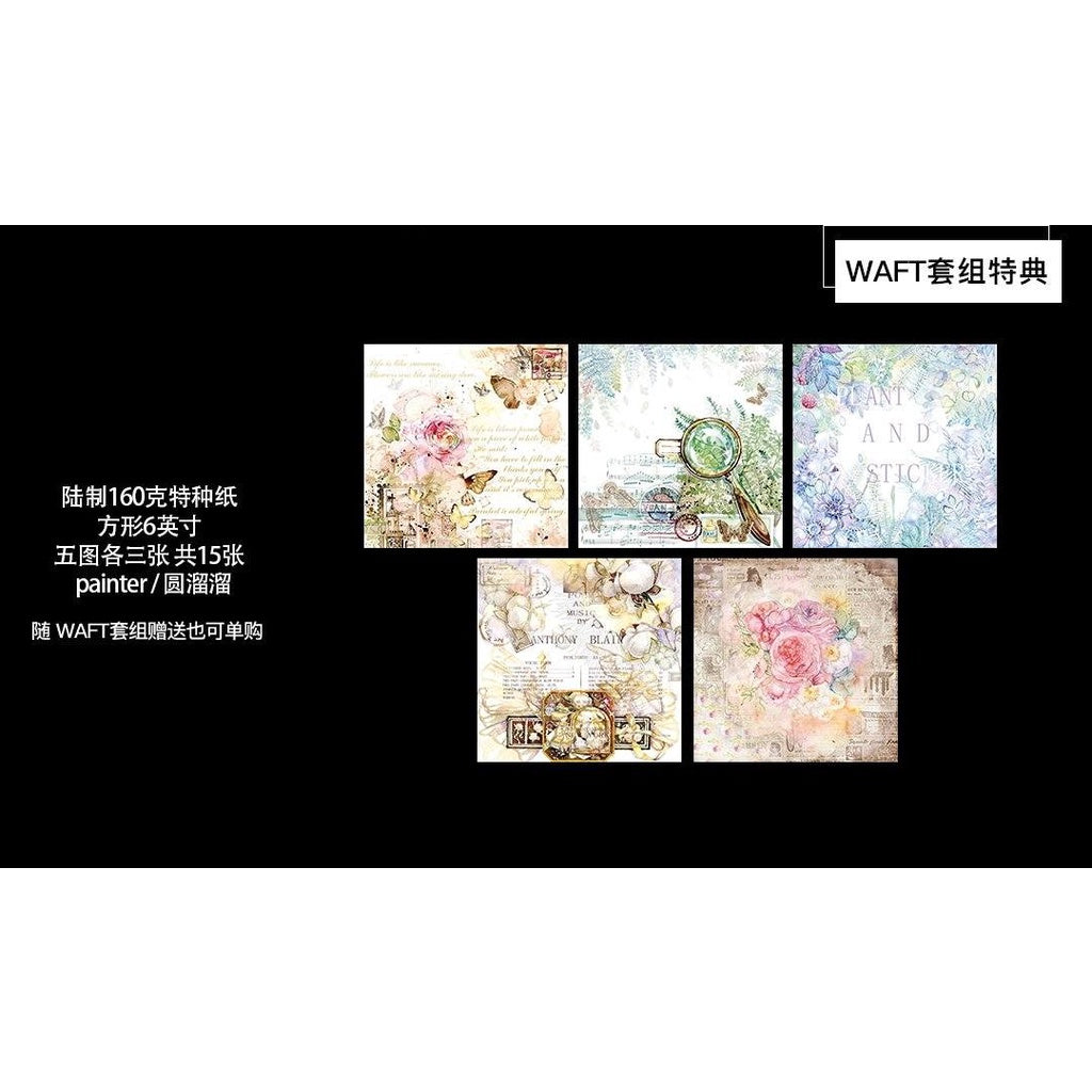 Neverland_WAFT note pad 160g paper Square 6cm 5 design 3 each, total 15 pcs