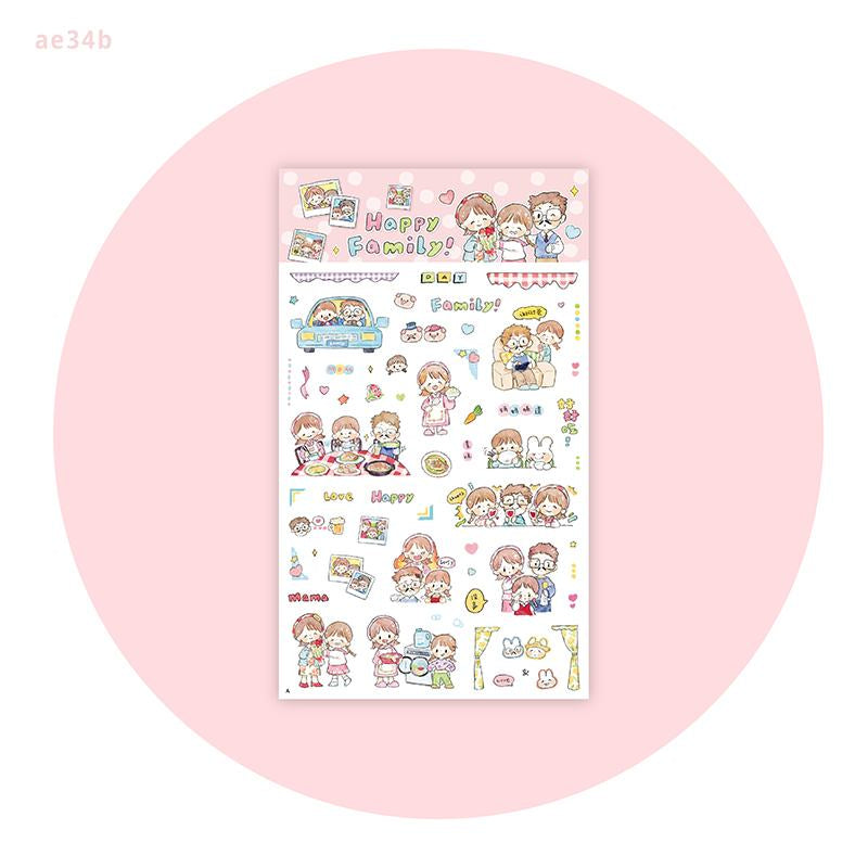 Molinta_Happy Family Sticker 105 x 148mm 2 sheets per pack Washi paper