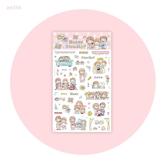 Molinta_Happy Family Sticker 105 x 148mm 2 sheets per pack Washi paper