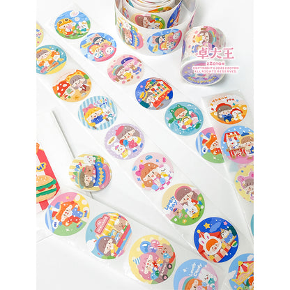 Molinta_Amusment Park Circle Sticker Seal 4.8cm x 5m, 98cm 22 designs, 4.1cm x 4.1cm