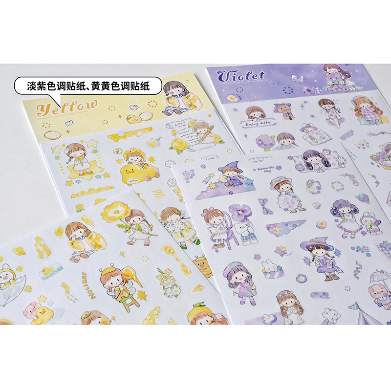 Molinta_Light Purple Tone Sticker Sheet Yellow Tone Sticker Sheet