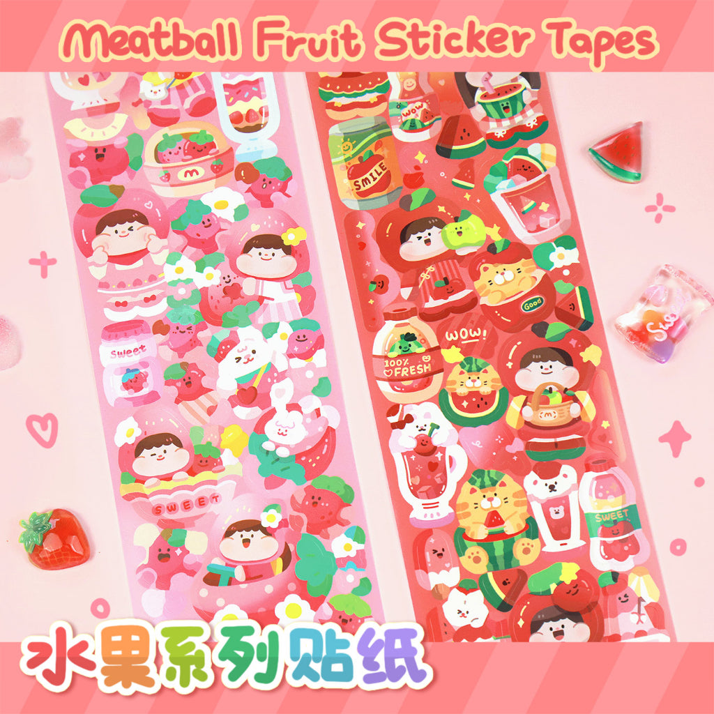 Meatball_Strawberry Fruit Sticker Tapes