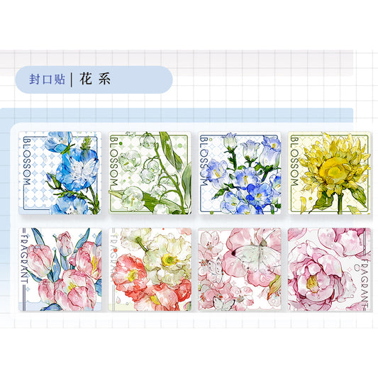 Notte Studio_Flower Series Sticker Seal 4 x 4cm 200P, 8 Designs