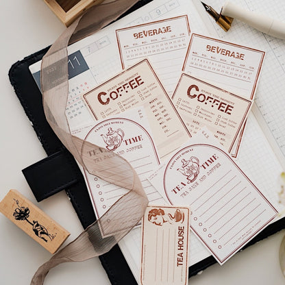 Qiqiyu Illustration_Coffee Memo pad 40 x 75mm, 65 x 95mm 4 designs, 10 each, 40 pcs total 220g paper