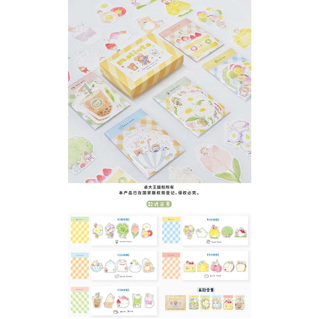 Molinta_Memo Pad Series (More Design) Sakura | Window | Snacks | Drinks | Bread | Animal