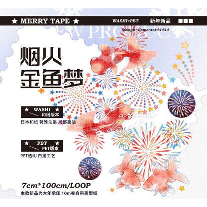 Merry Tape_Fireworks Golden Fish Dream 7cm x 10m, 100cm