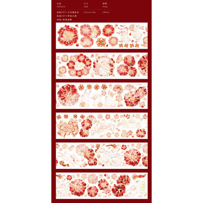 Moodtape_Red Flowers and Rabbit 53mm x 10m, 100cm