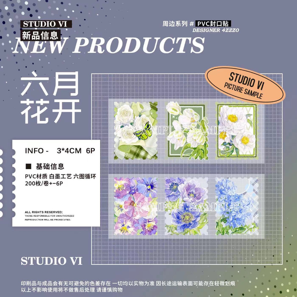 Studio VI_June Flowers Sticker Seal 3 x 4cm, 200pcs