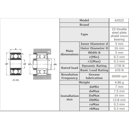 [MICRO]Small Ball Bearings miniature bearing 624 625 626 629 ZZ