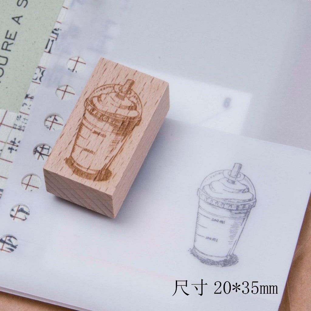 Wooden Stamps_Watch-Them Tashan_Some happy & Drinks Series | Life | Dream | Thank You | Milk Tea