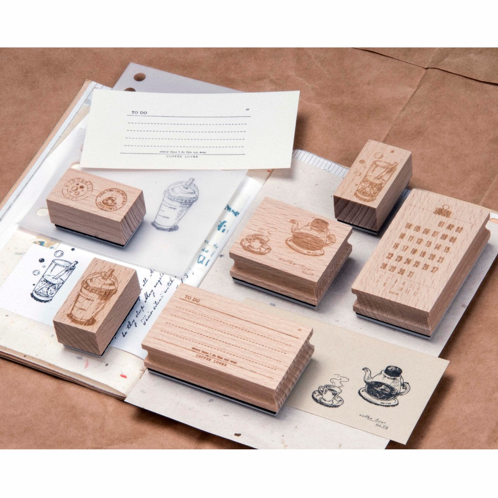 Wooden Stamps_Watch-Them Tashan_Some happy & Drinks Series | Life | Dream | Thank You | Milk Tea