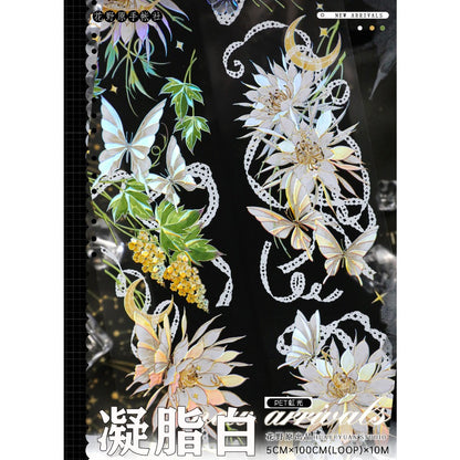 Flower Wild_Creamy White 5cm x 10m, 100cm Rainbow Foil