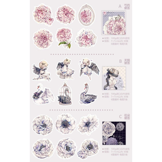 Lion Studio_Memo pad Series | Black Swan | Angel | Pink Peony | White Flower