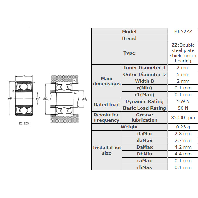 [MICRO]Small Ball Bearings miniature bearing MR 52 62 63 74 85 117 126 128 137 148 ZZ