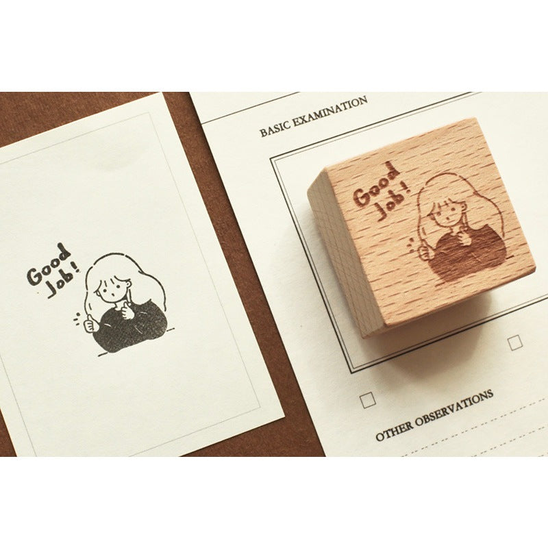 Wooden Stamp_Watch-Them Tashan_Chill Time Series | Cute Girls | Books | Reading