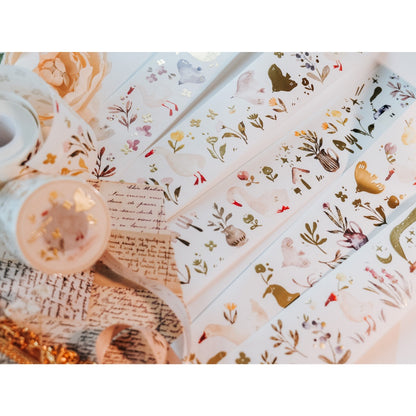 Meow Illustration_Woodland story Wash-tape with Matte Gold 50mmx10m, 1500mm