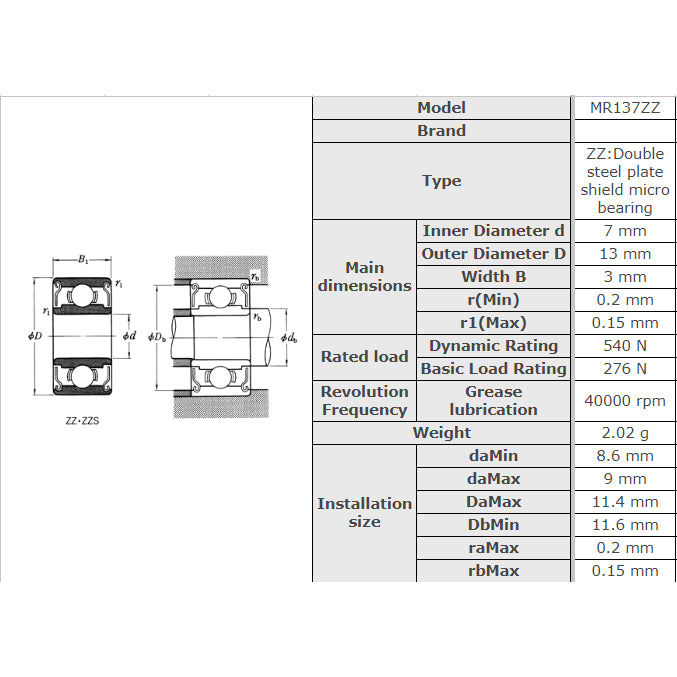 [MICRO]Small Ball Bearings miniature bearing MR 52 62 63 74 85 117 126 128 137 148 ZZ