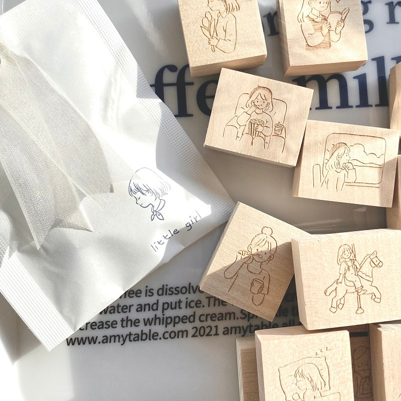 Blankbook _Little Girls Wooden Stamp Series | Cook | Journal | Travel | Shopping | Guitar