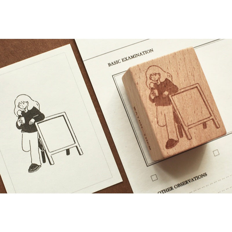 Wooden Stamp_Watch-Them Tashan_Chill Time Series | Cute Girls | Books | Reading