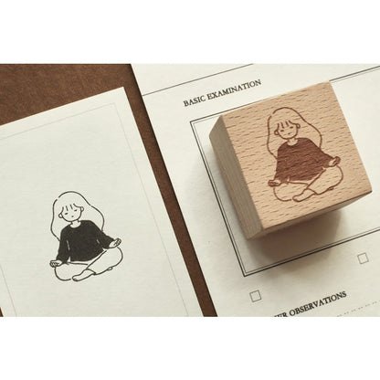 Wooden Stamp_Watch-Them Tashan_Chill Time Series | Cute Girls | Books | Reading