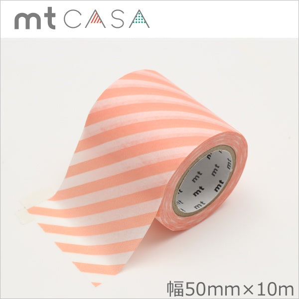 MT Casa_deco stripe salmon pink (50mm、100mm×10m)