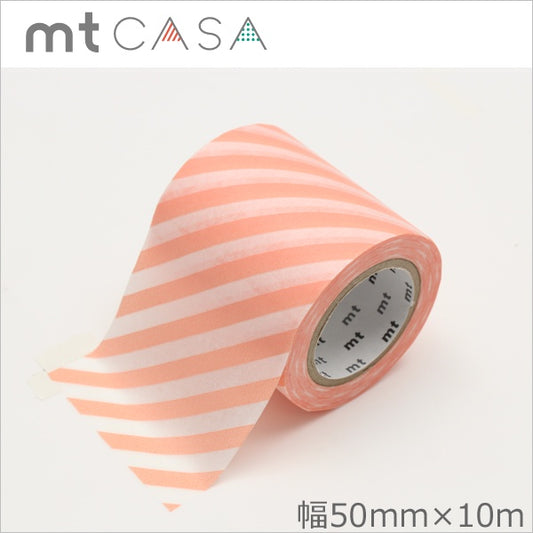 MT Casa_deco stripe salmon pink (50mm、100mm×10m)