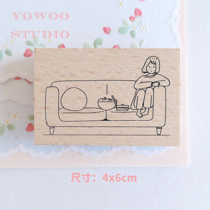 Stamp_YOWOO_Bakery Cafe | Bookstore Cake Shop | Work Drawing | Pressure Pear | Reading Fantasy