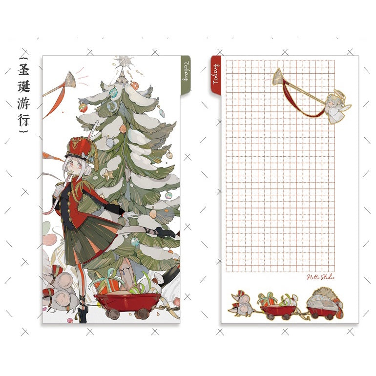 Notte Studio_Girl Kimono Fireworks Read Sky and birds Travelers Notebook A6 Hobonichi Pencil Board